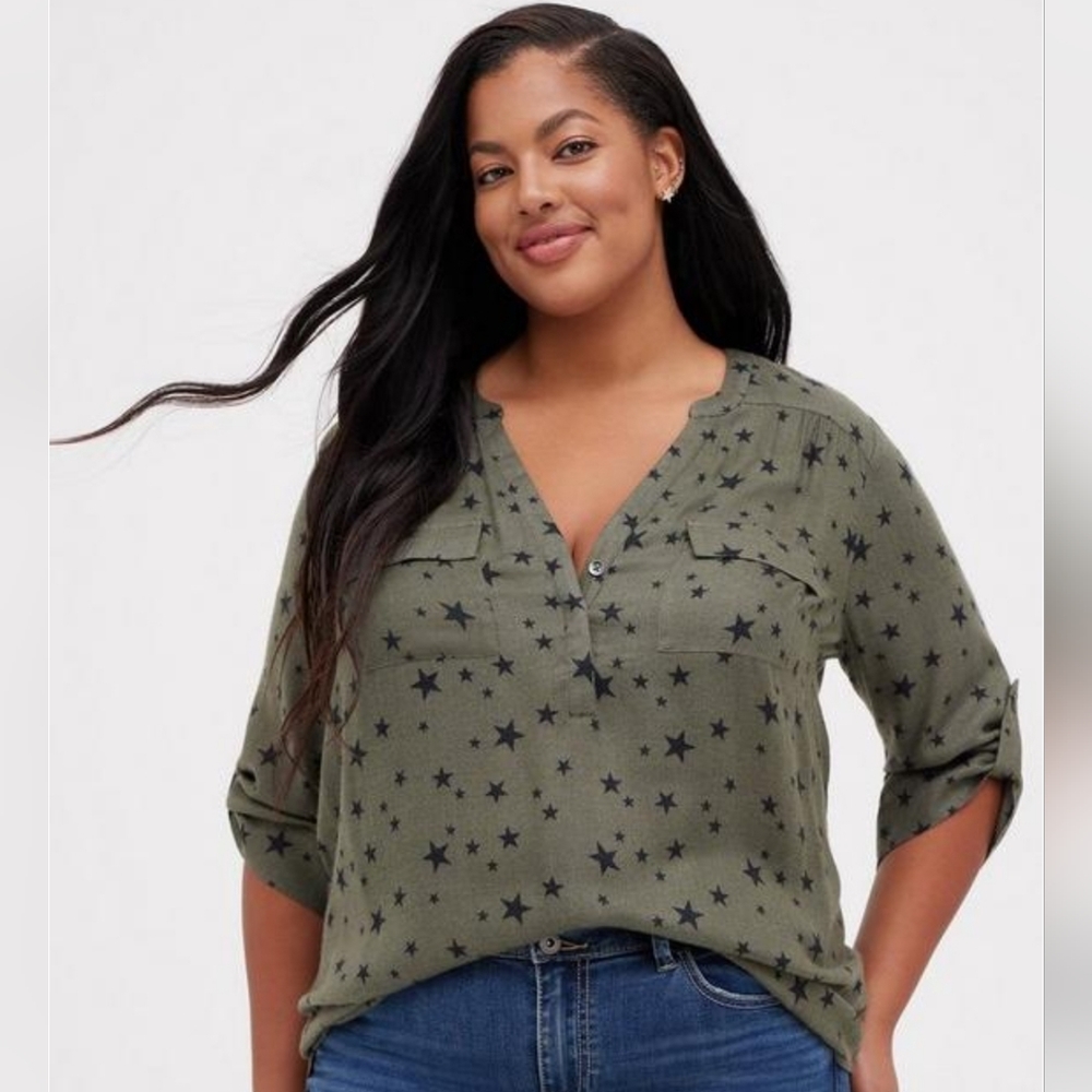 Harper Brushed Rayon Pullover 3/4 Sleeve Tunic Blouse